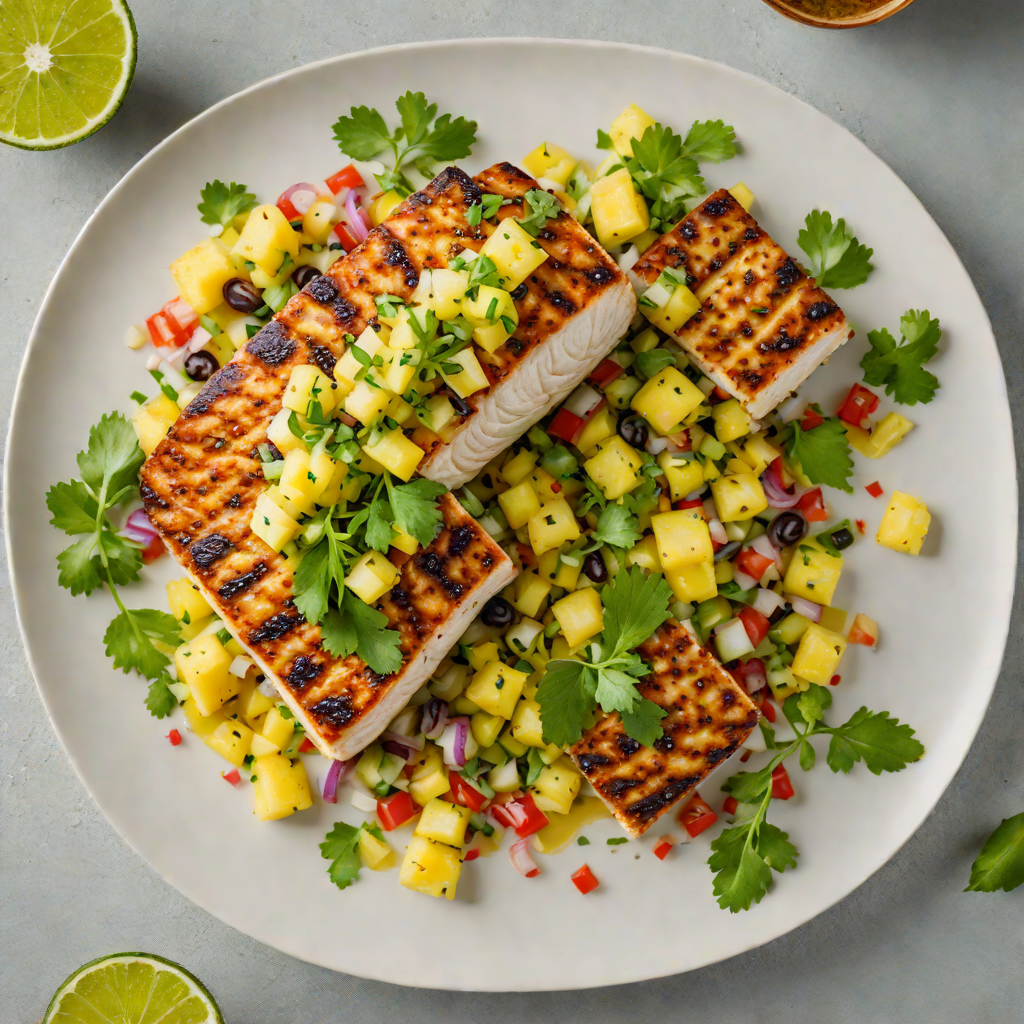 Charred Mahi-Mahi with Pineapple Salsa and Cilantro-Lime Drizzle
