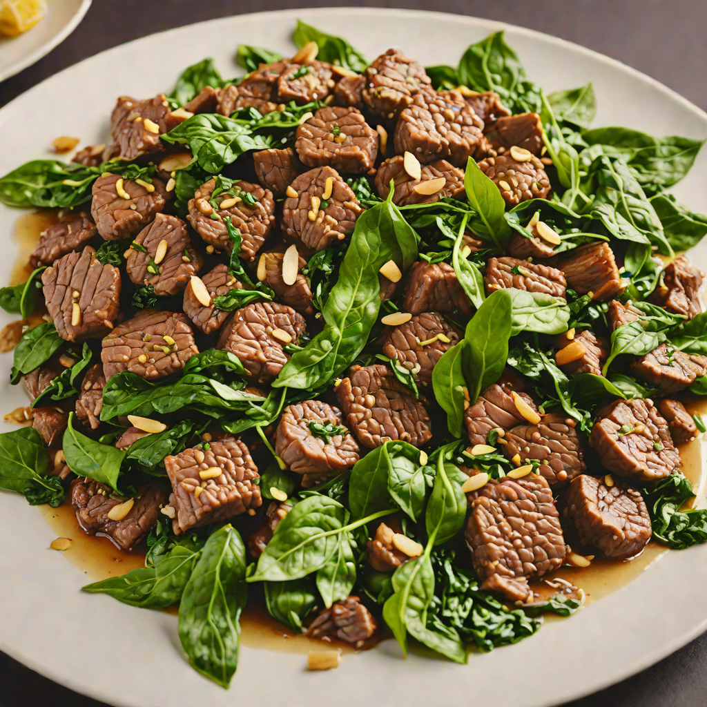 Sautéed Beef and Spinach with Garlic and Shallots