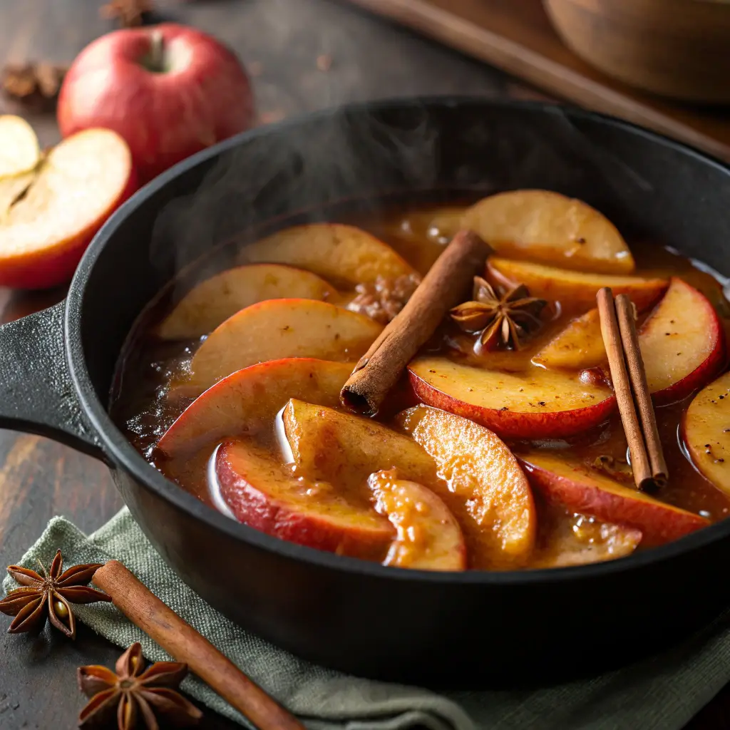 Stovetop Cinnamon Apples with Maple Glaze
