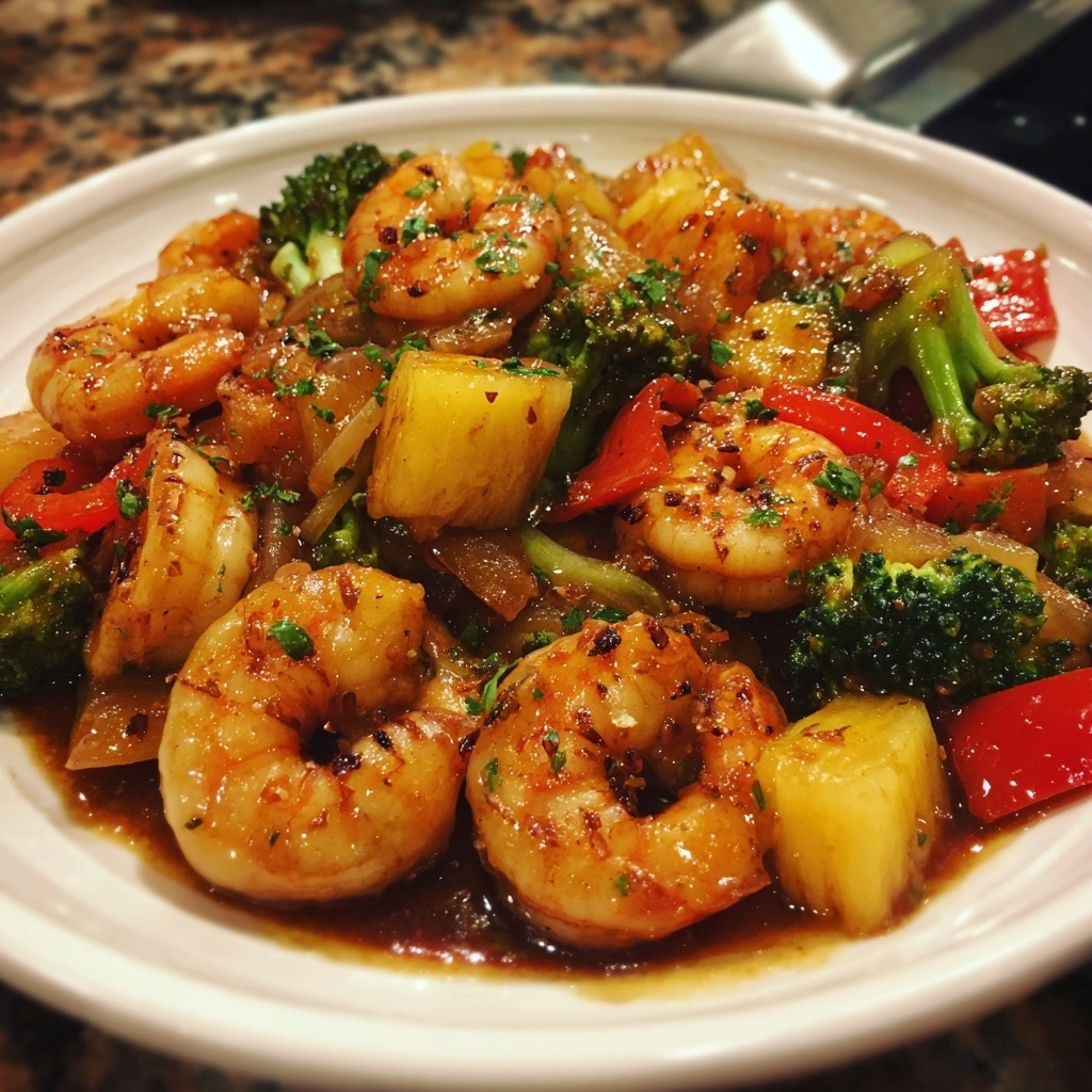 Stir-Fried Vietnamese Tamarind Shrimp with Pineapple