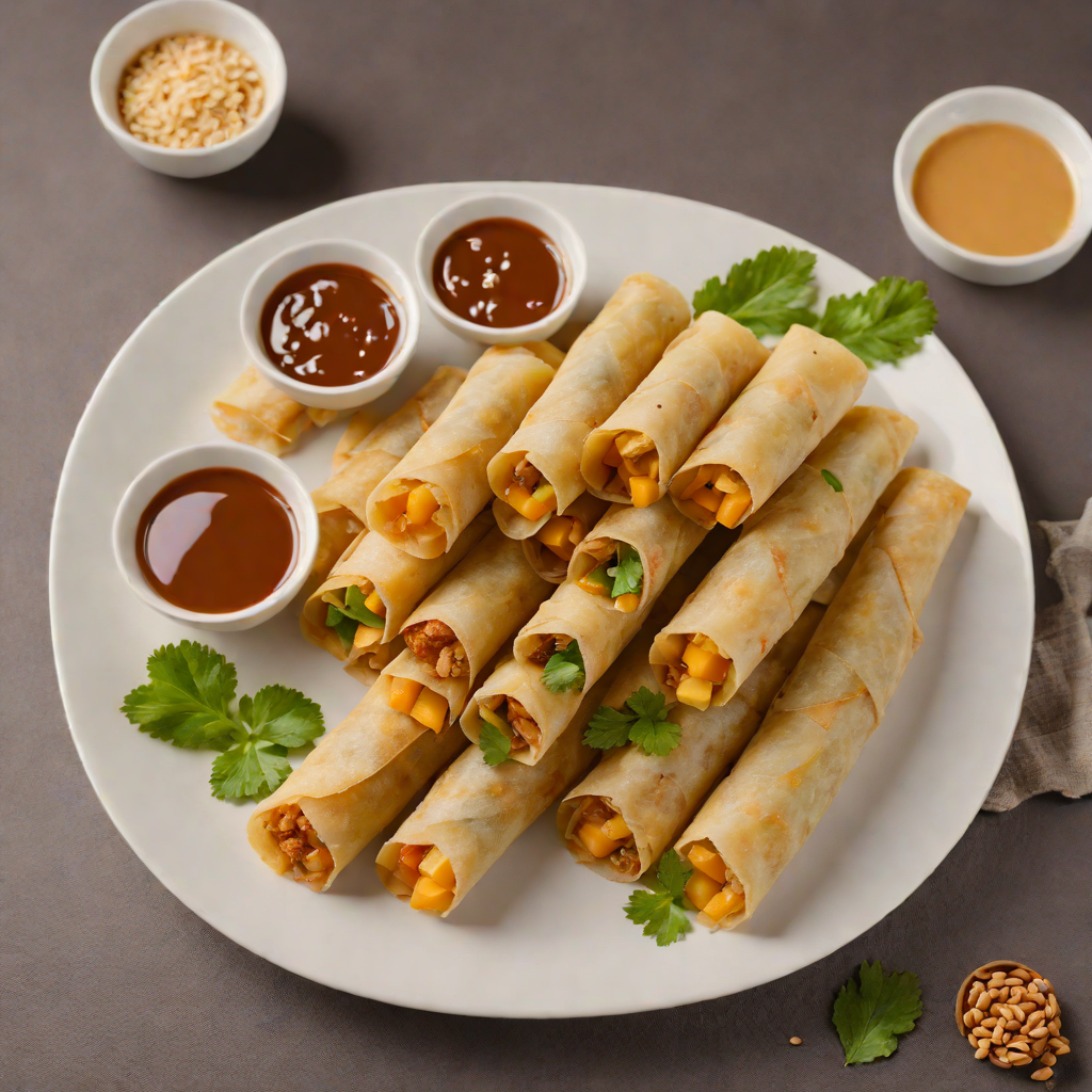 Mango and Jicama Fresh Lumpia with Peanut Dipping Sauce