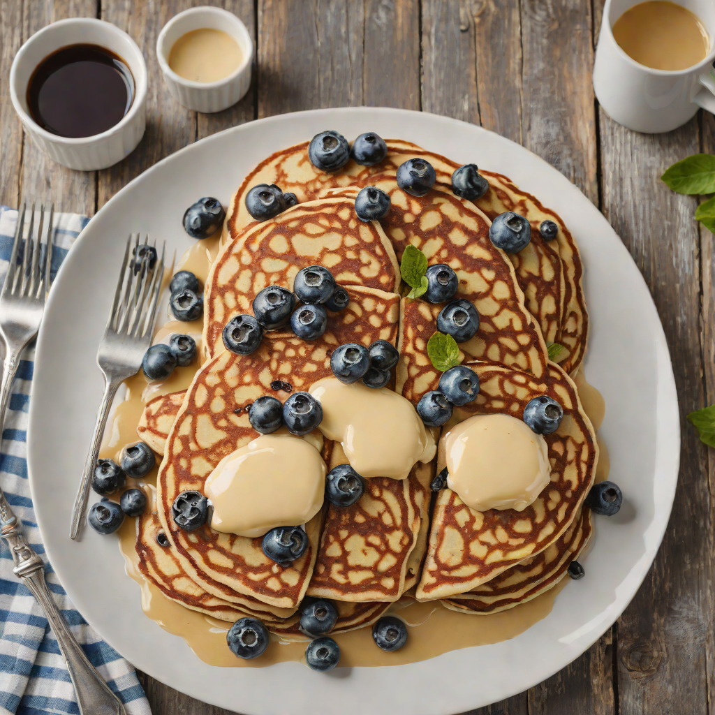 Rustic Maine Blueberry Pancakes with Maple Butter