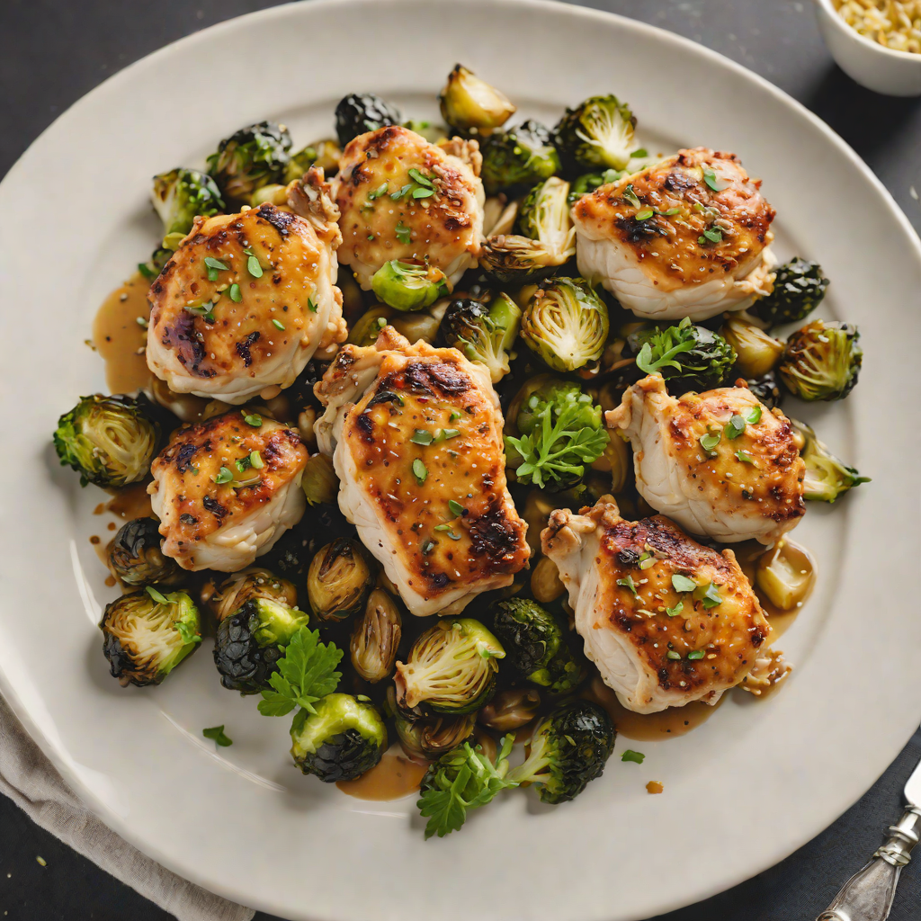 Sautéed Garlic Chicken Thighs with Roasted Brussels Sprouts