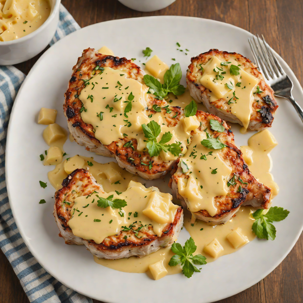 Baked Cheddar-Stuffed Pork Chops with Garlic Butter