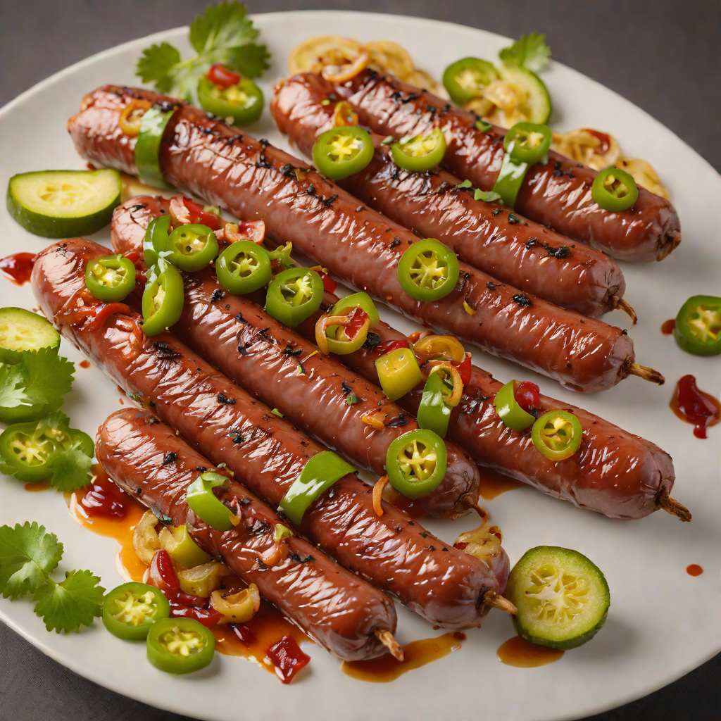 Smoked Hot Link Sausage with Charred Onions and Jalapeño Relish