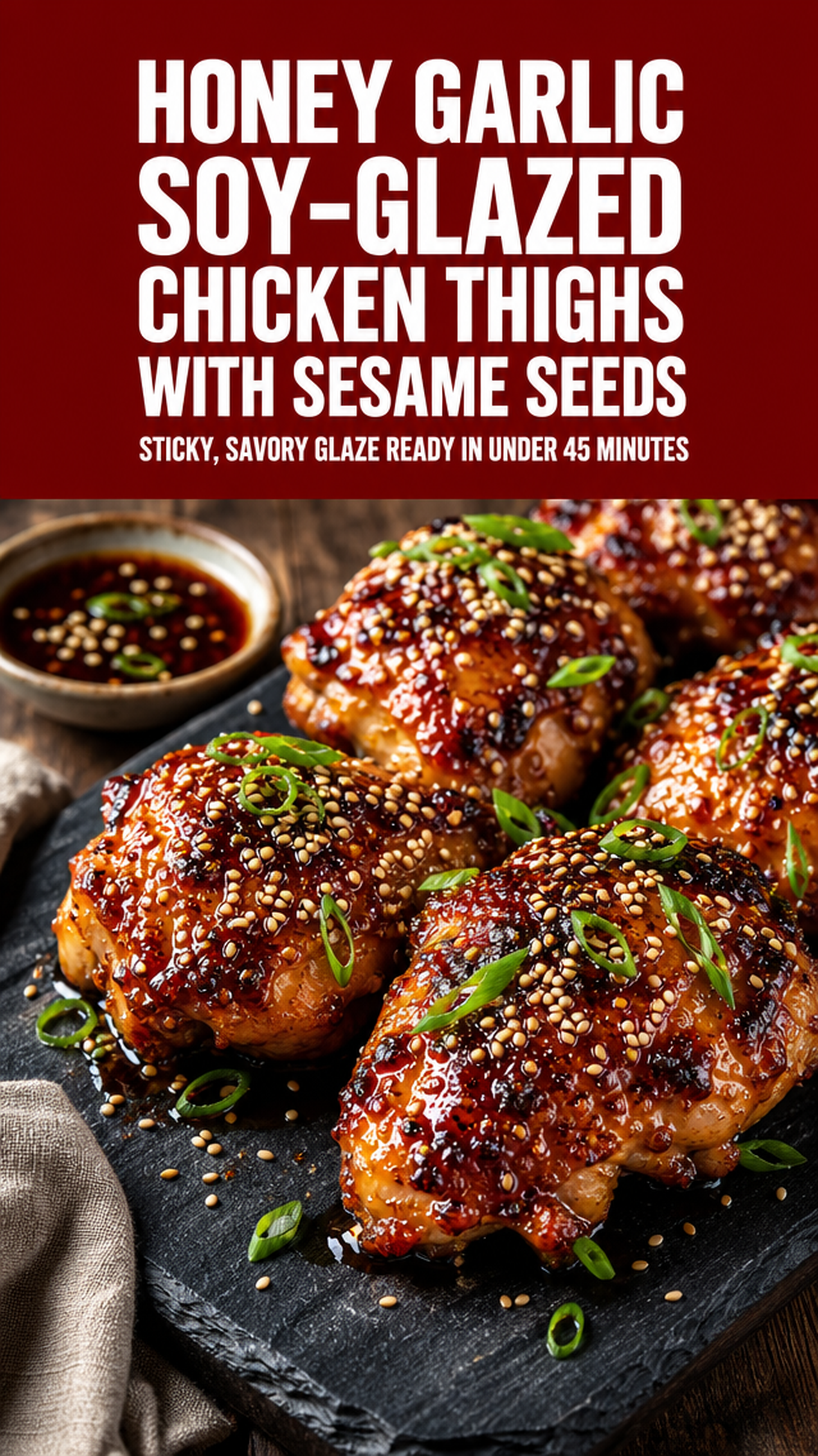 Honey-Garlic Glazed Chicken Thighs with Sesame and Scallions
