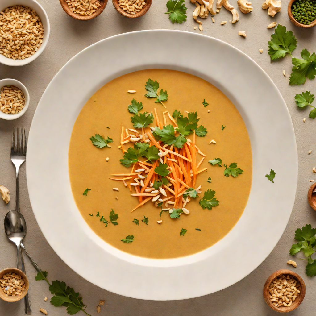 Carrot-Ginger Soup with Roasted Coconut and Cilantro