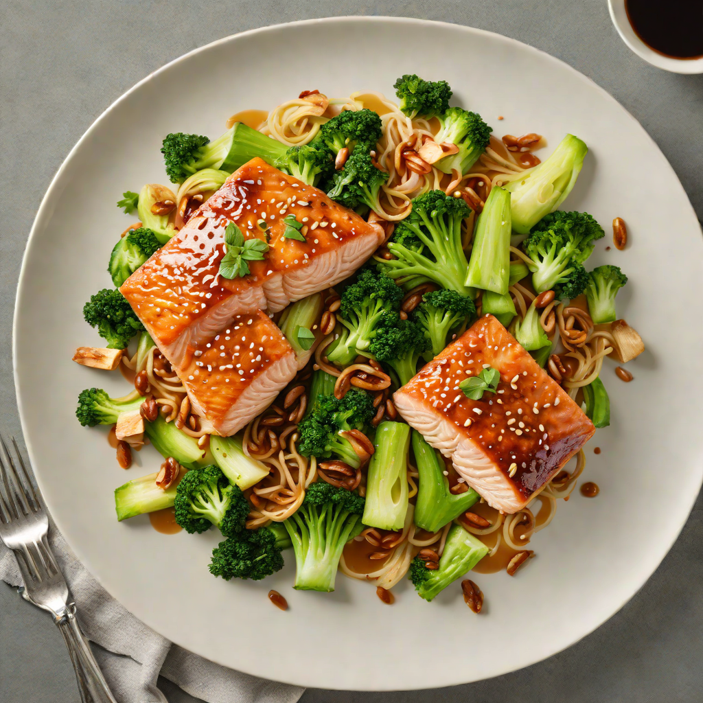 Honey-Soy Glazed Salmon with Ginger Stir-Fried Bok Choy