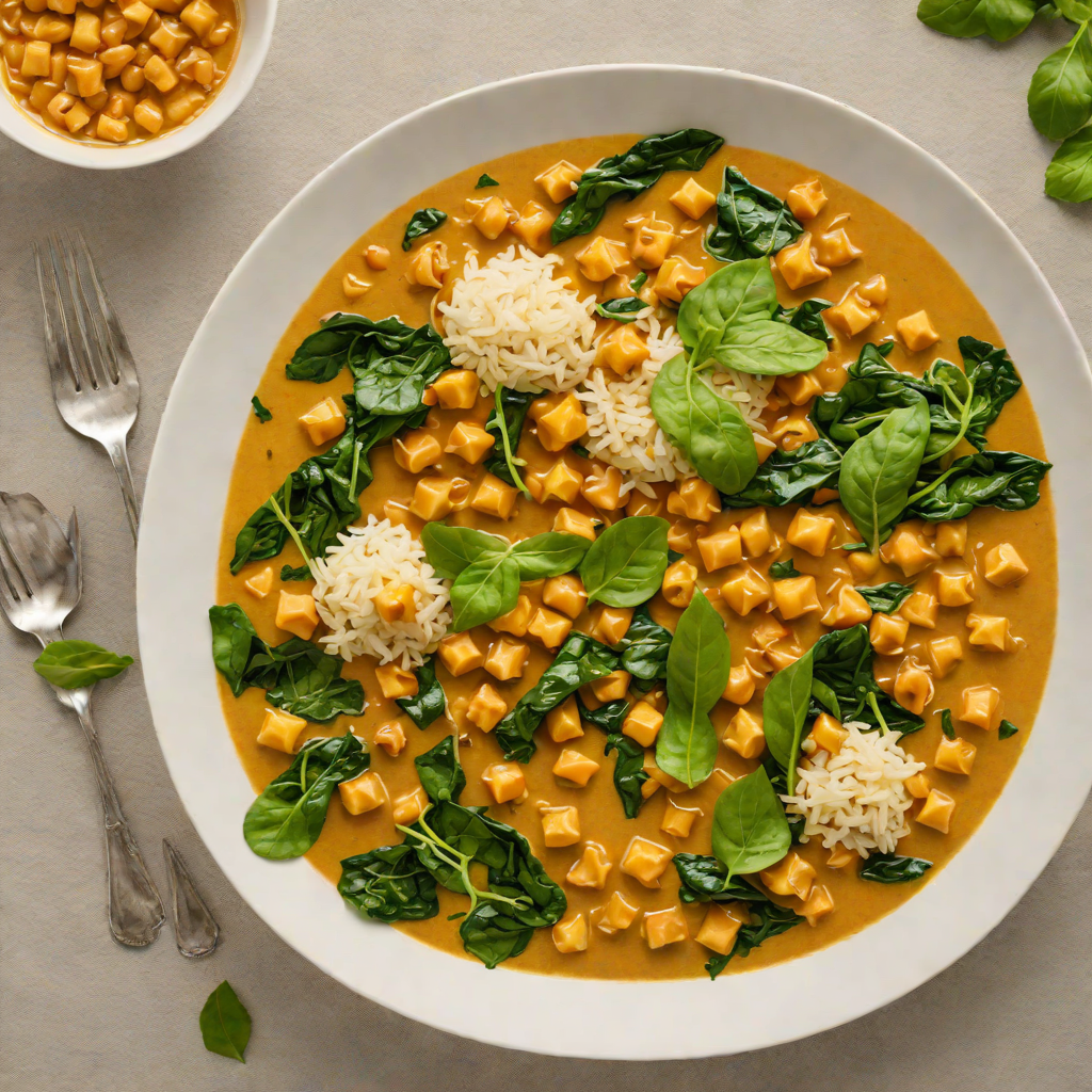 Half-and-Half Coconut Curry with Chickpeas and Spinach