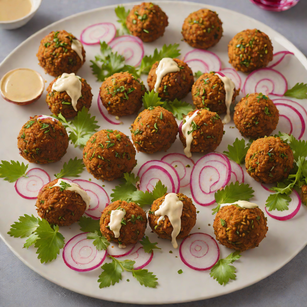 Crisp Sheet Pan Falafel with Tahini Drizzle and Pickled Red Onion
