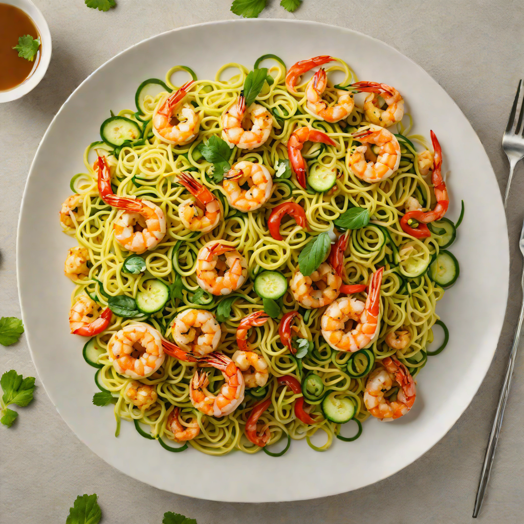 Zucchini Noodle Stir-Fry with Ginger Garlic Shrimp