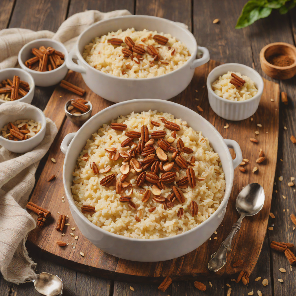 Baked Vanilla-Almond Rice Pudding with Cinnamon