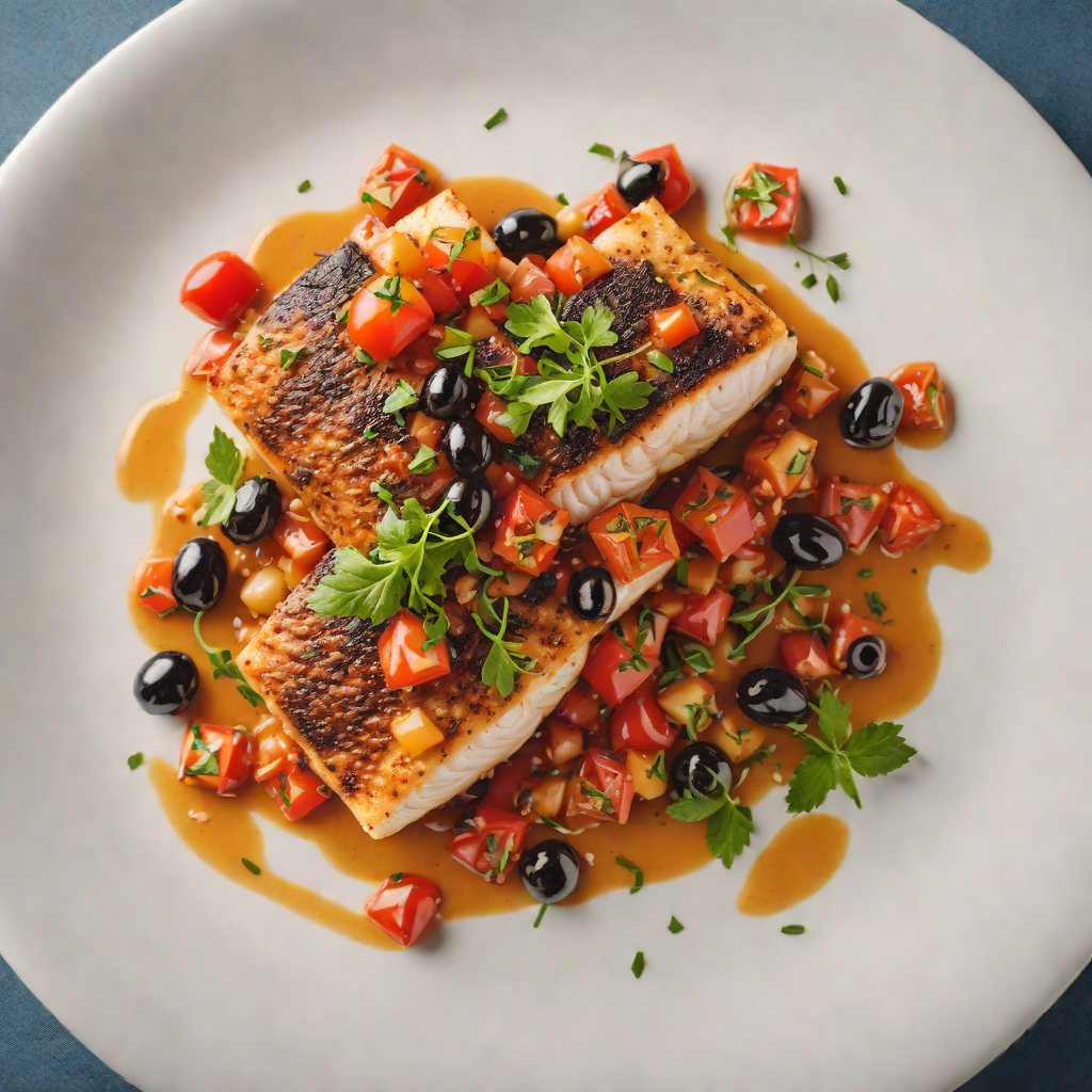 Pan-Seared Sea Bass with Tomato and Kalamata Olive Sauce