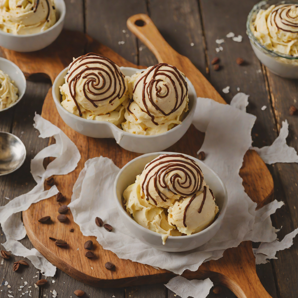 No-Churn Vanilla Bean Ice Cream with Chocolate Swirls