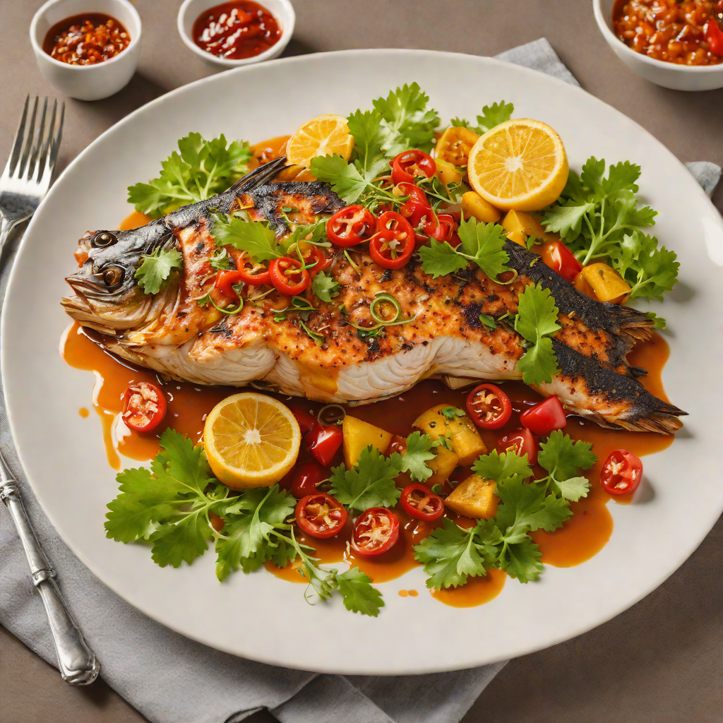 Grilled African Catfish with Spicy Palm Oil Sauce