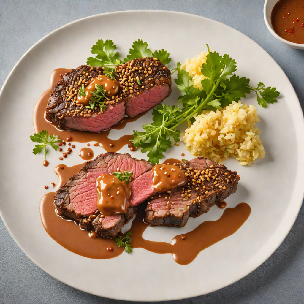 Macadamia-Crusted Kangaroo Steak with Wattleseed Pepper Sauce
