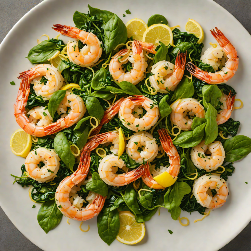 Sautéed Shrimp with Garlic, Spinach, and Lemon Zest