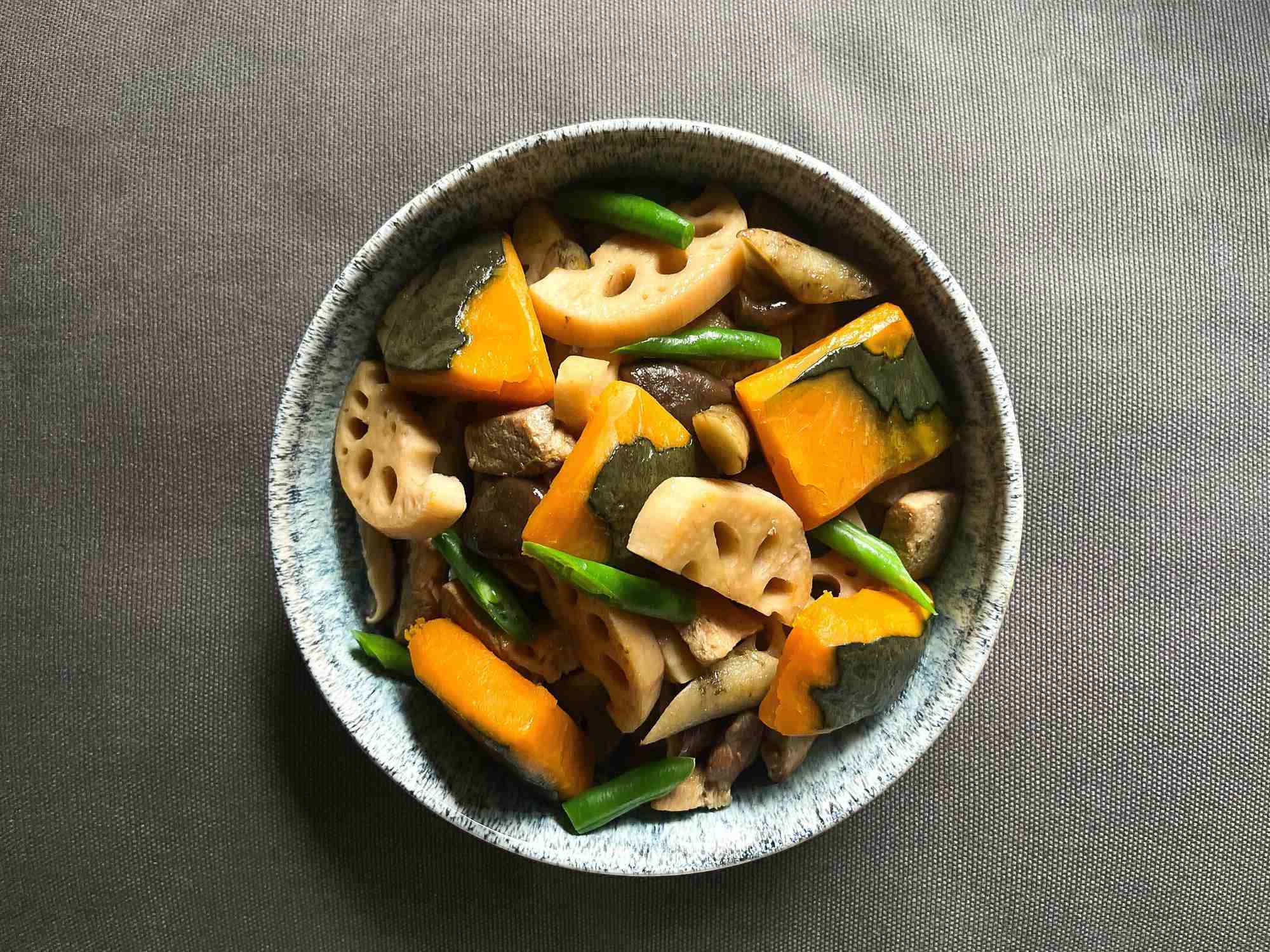 Japanese Nimono Simmered Vegetables with Soy-Mirin Glaze