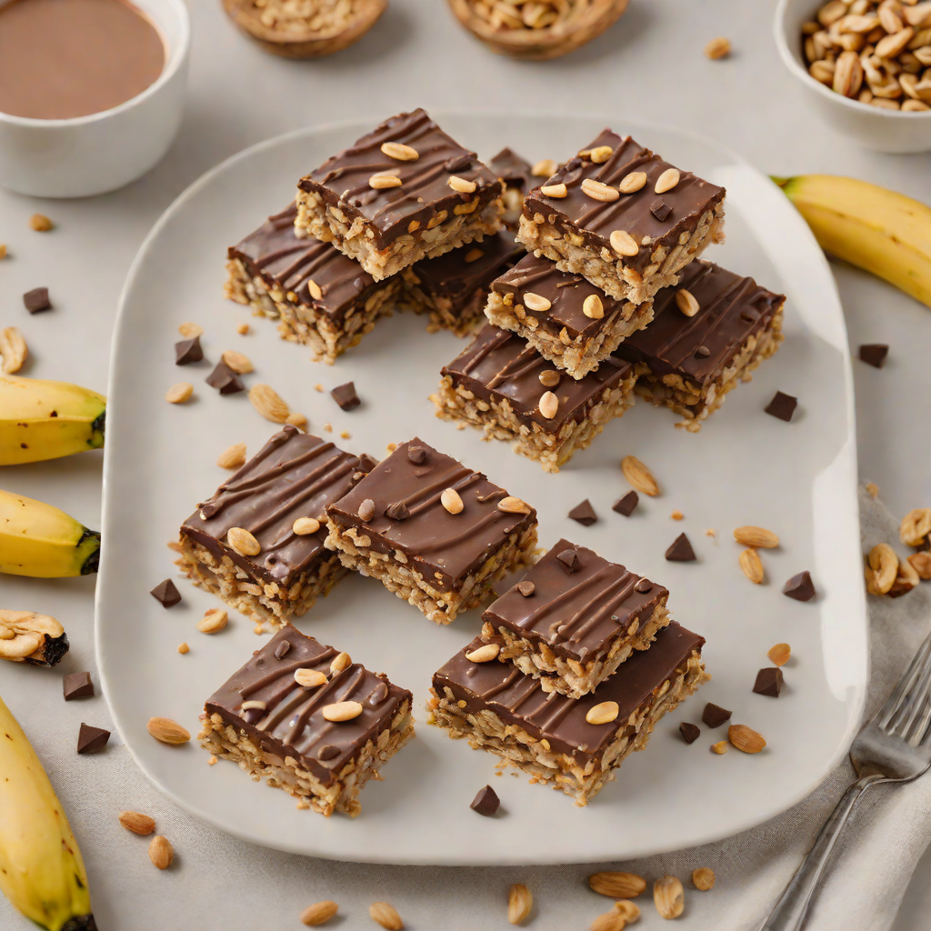 No-Bake Chocolate Banana Oat Bars with Peanut Butter
