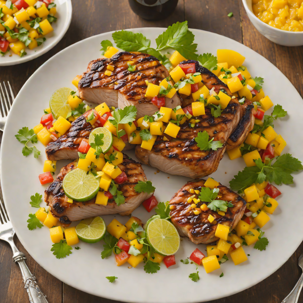 Honey-Lime Glazed Caribbean Pork Chops with Mango Salsa