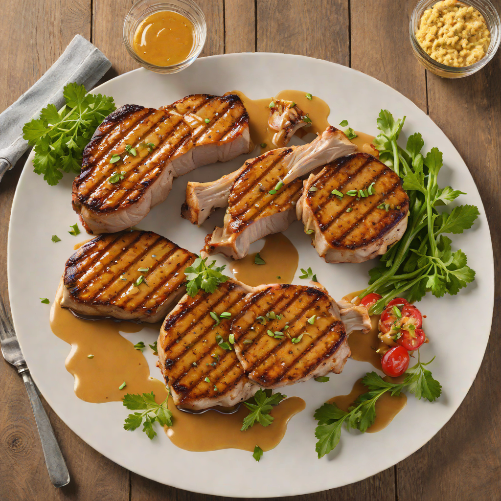 Mississippi River Grilled Pork Chops with Maple-Mustard Glaze