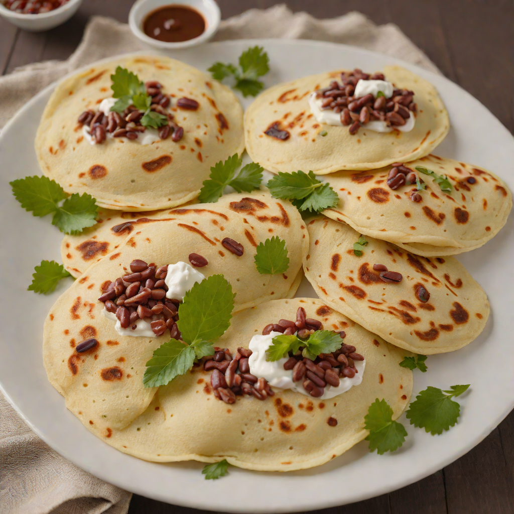 Pan-Fried Pupusas with Refried Red Beans and Quesillo