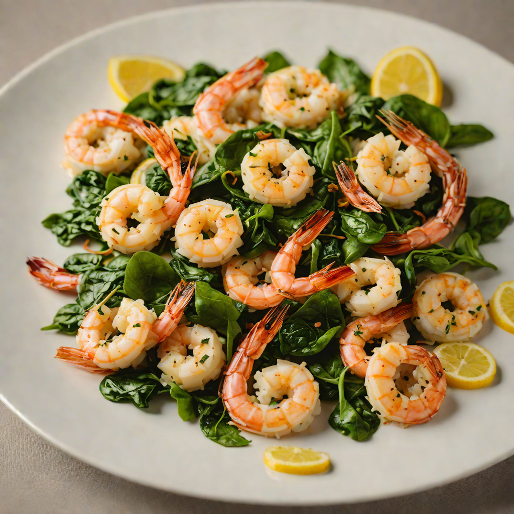 Sautéed Garlic Shrimp with Lemon and Wilted Spinach