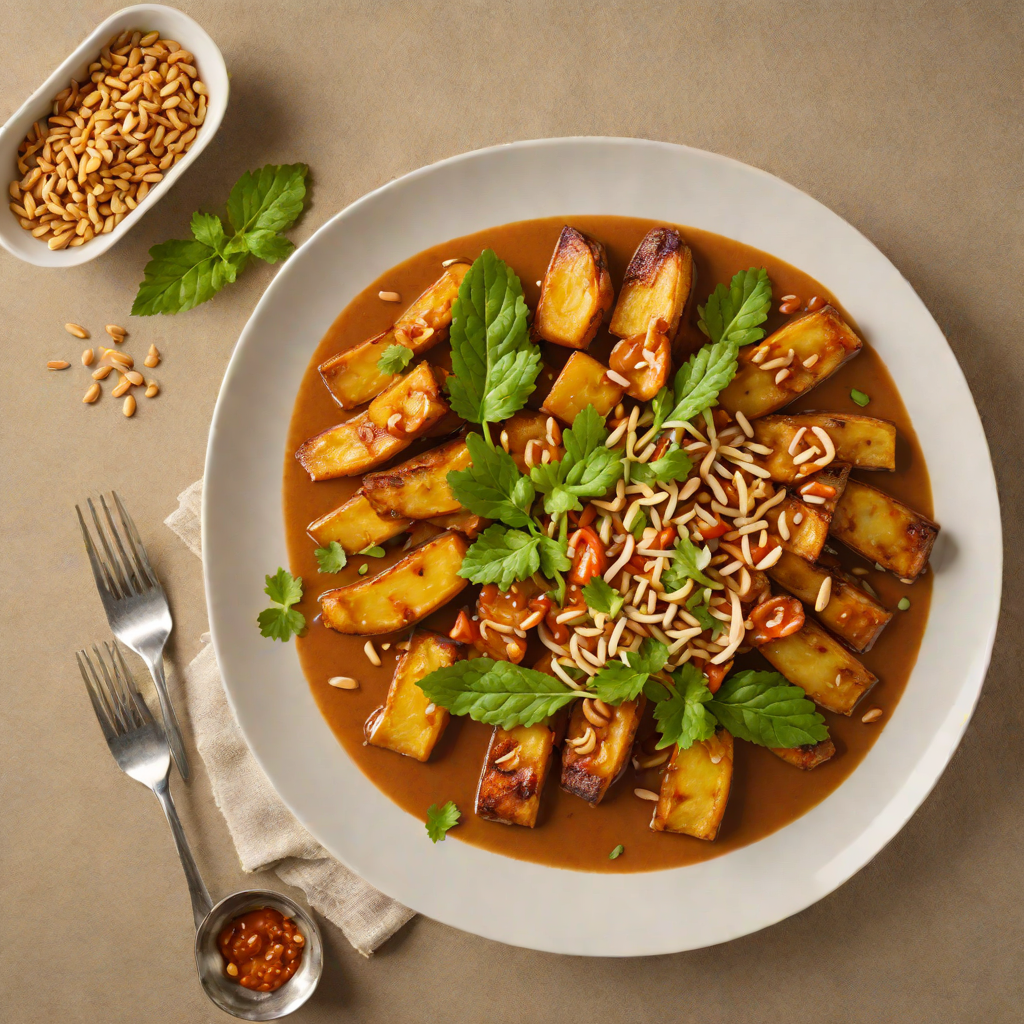 Stewed Plantains with Spicy Peanut Sauce