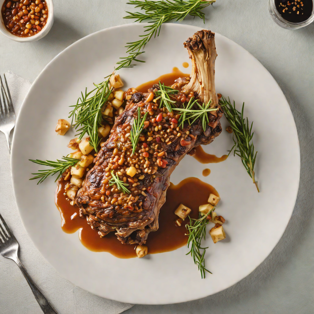 Slow-Cooked Lamb Shank with Rosemary and Macadamia Crust
