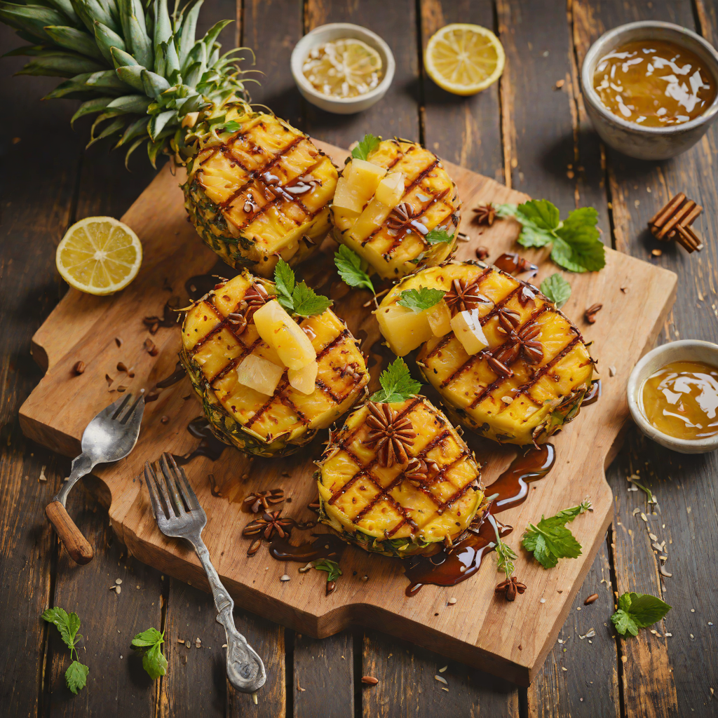 Rum-Spiked Grilled Pineapple with Cinnamon Honey Drizzle