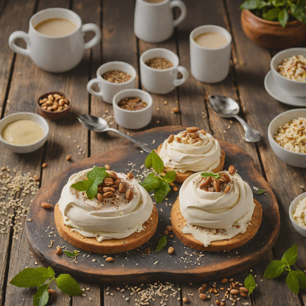 Flat White Pavlova with Macadamia Cream and Wattleseed Dust