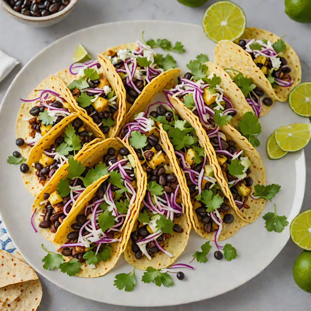 Charred Pineapple and Black Bean Tacos with Cilantro Lime Slaw