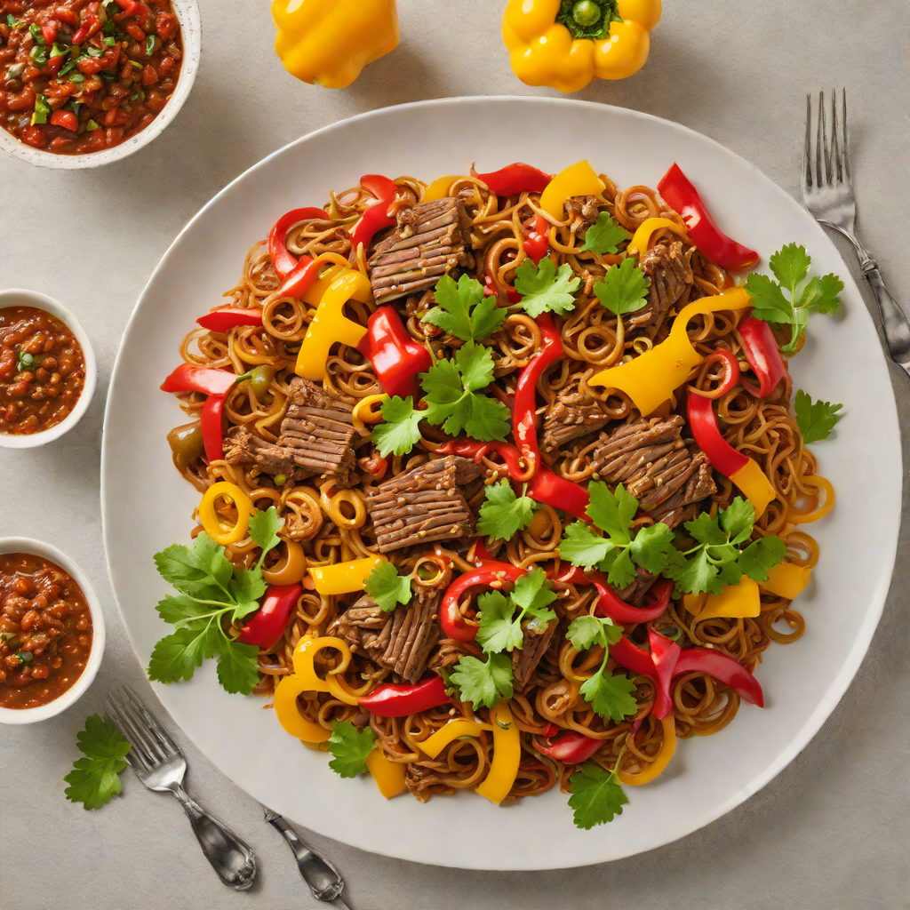 Slow-Cooked Beef Ropa Vieja with Sofrito and Bell Peppers