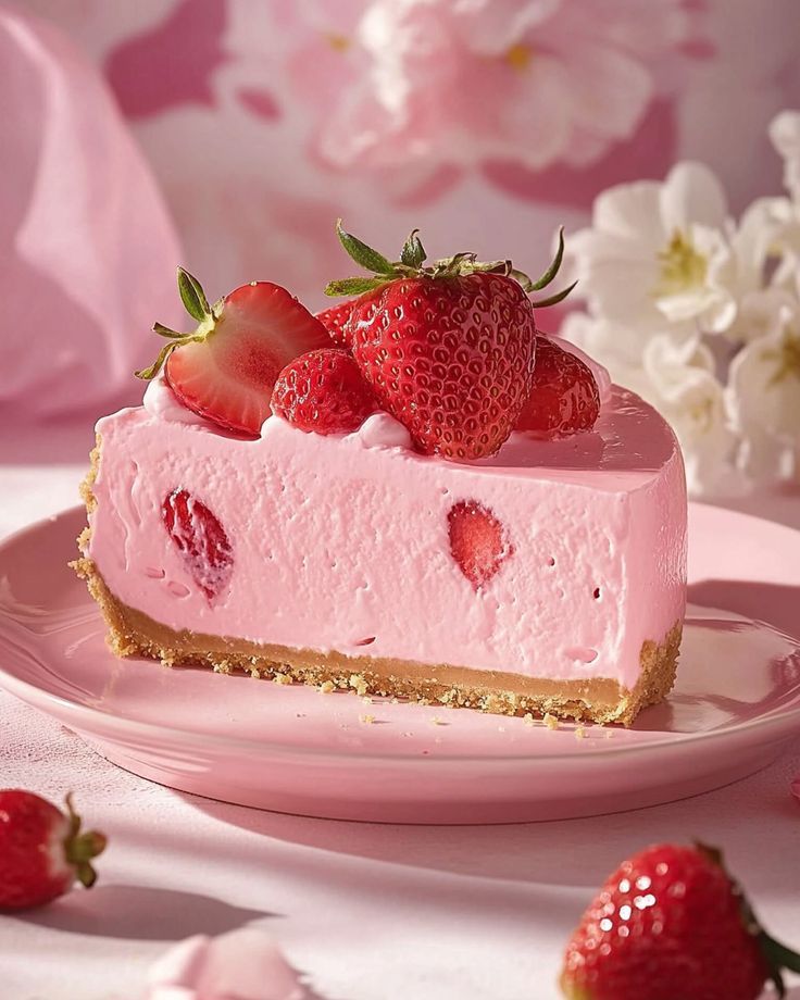 No-Bake Strawberry Cheesecake Jell-O Slice