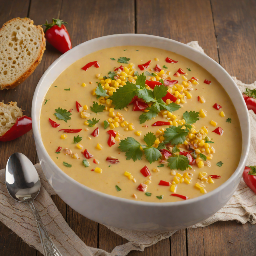 Sandy Dunes Sweet Corn and Roasted Red Pepper Chowder