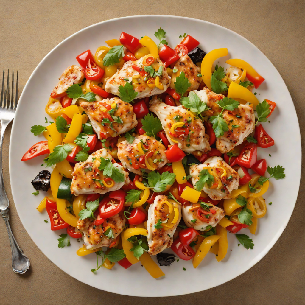 Sautéed Chicken with Garlic and Bell Pepper Medley