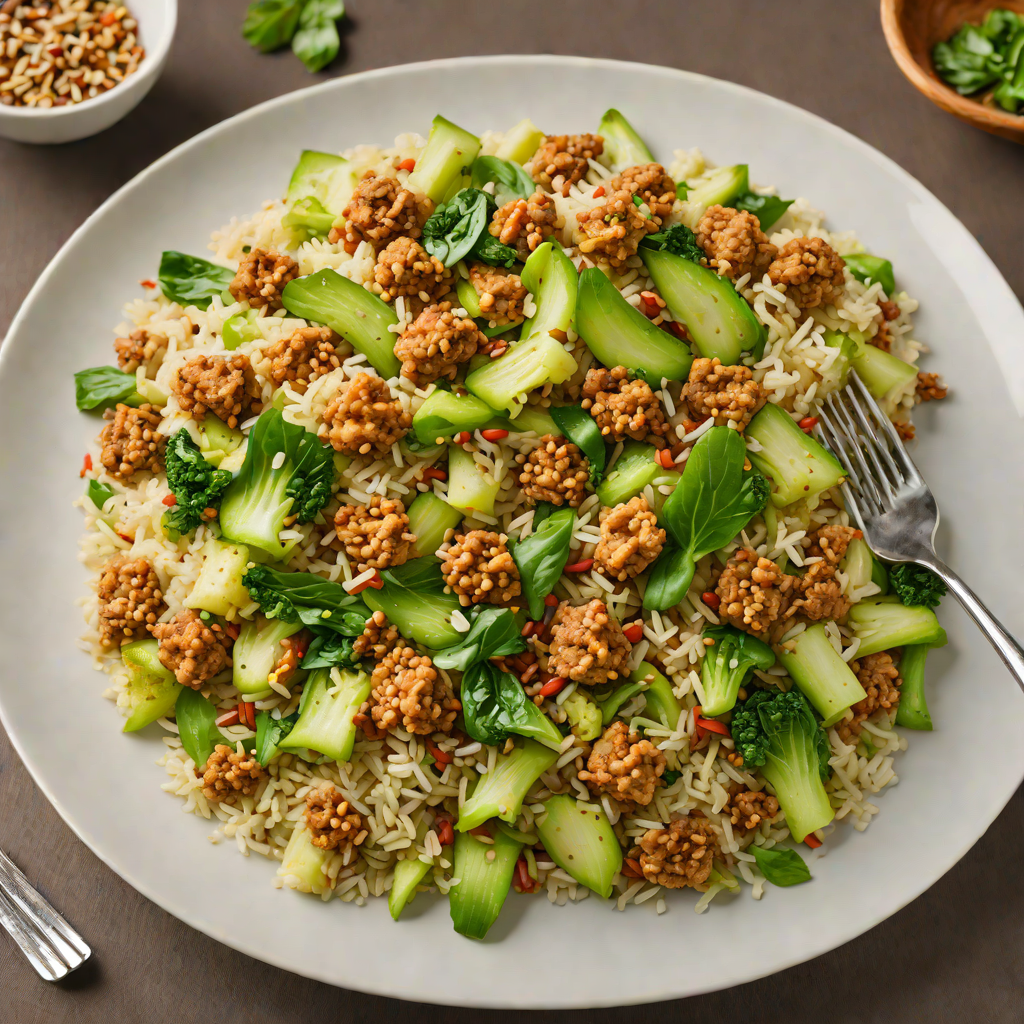 Cauliflower Rice Stir-Fry with Ground Pork and Bok Choy