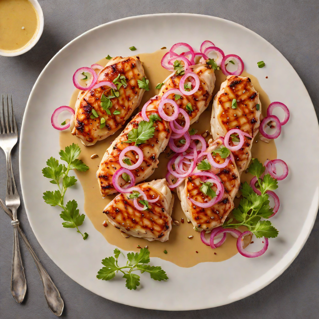 Pan-Seared Chicken with Honey Mustard Glaze and Pickled Red Onions