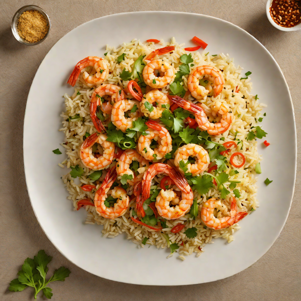 Stir-Fried Shrimp with Garlic and Ginger over Cauliflower Rice