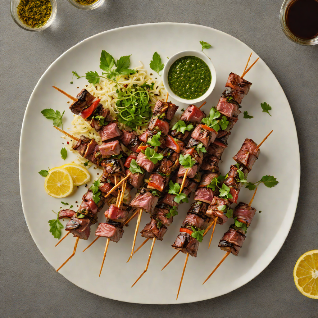 Grilled Falkland Island Venison Skewers with Chimichurri