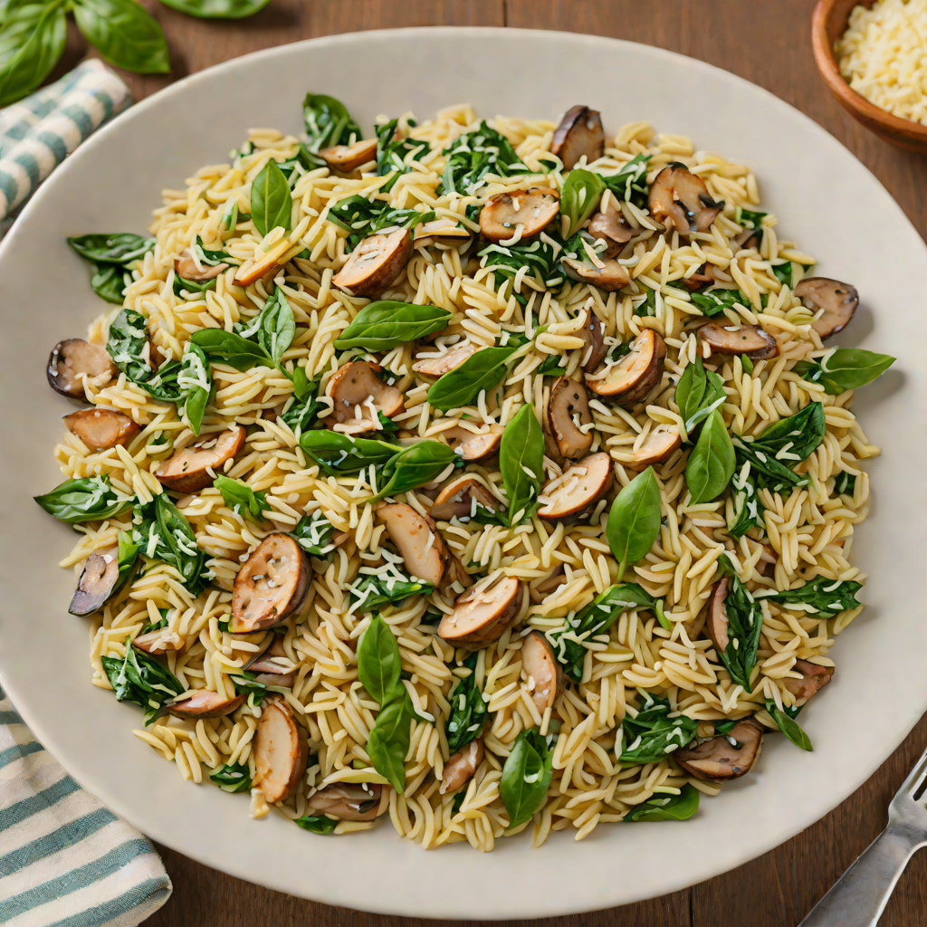 One-Pot Creamy Spinach and Mushroom Orzo with Parmesan
