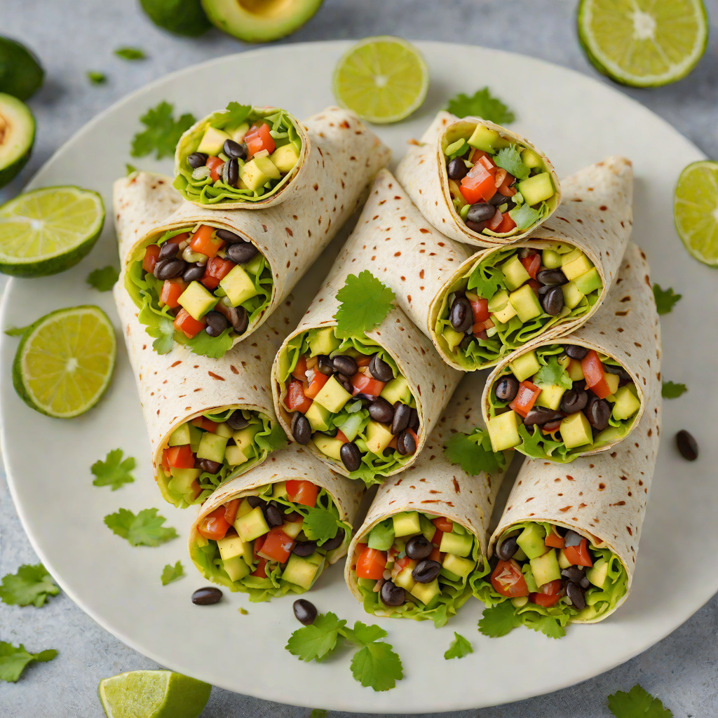 No-Cook Avocado and Black Bean Wrap with Lime Dressing
