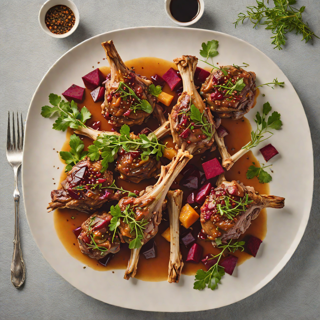 Slow-Cooked Lamb Shanks with Wattleseed and Beetroot