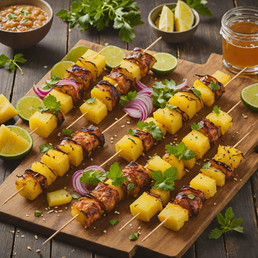 Caribbean Dark Rum-Glazed Pineapple Skewers