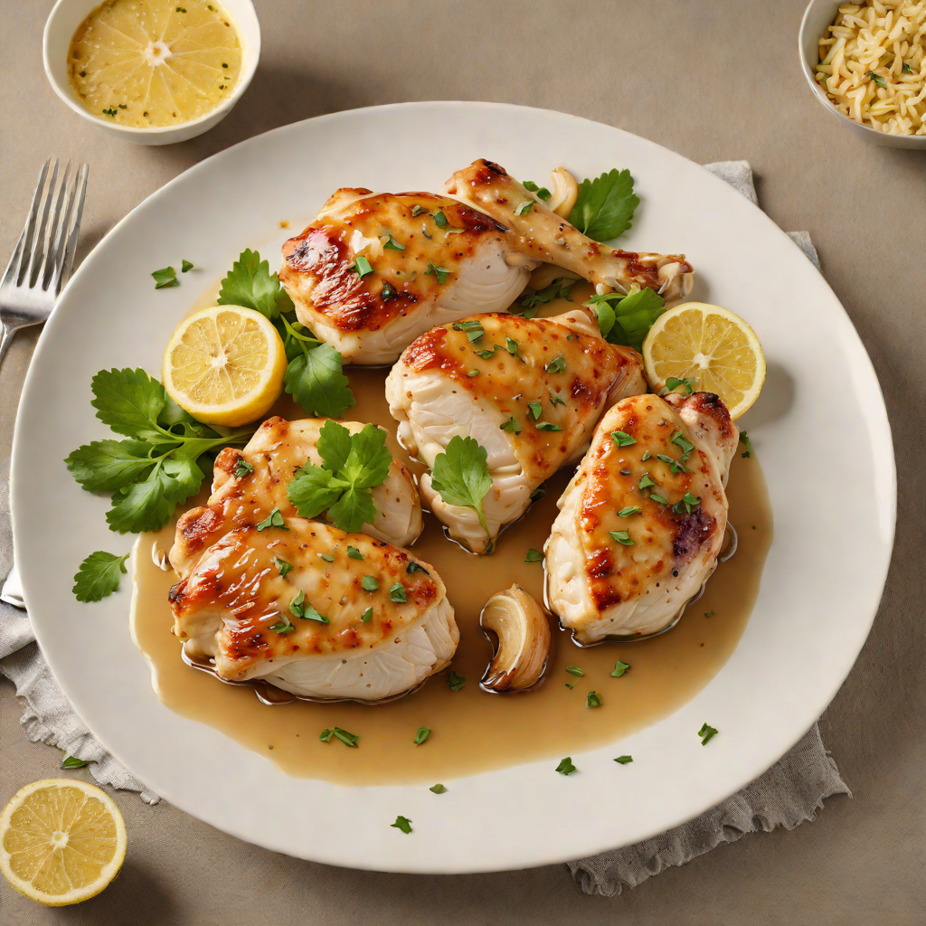 Pan-Seared Chicken with Half-Roasted Garlic and Lemon Jus