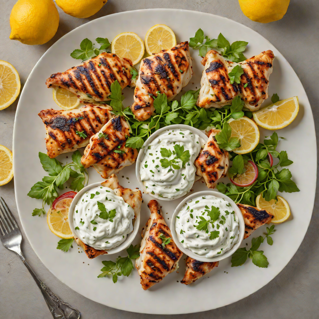 Grilled Lemon-Oregano Chicken with Tzatziki and Pita