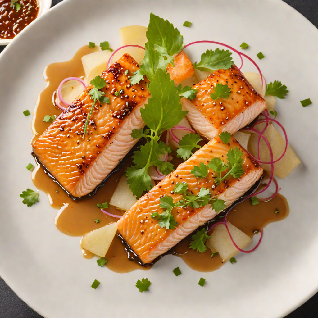Seared Miso-Glazed Salmon with Pickled Daikon