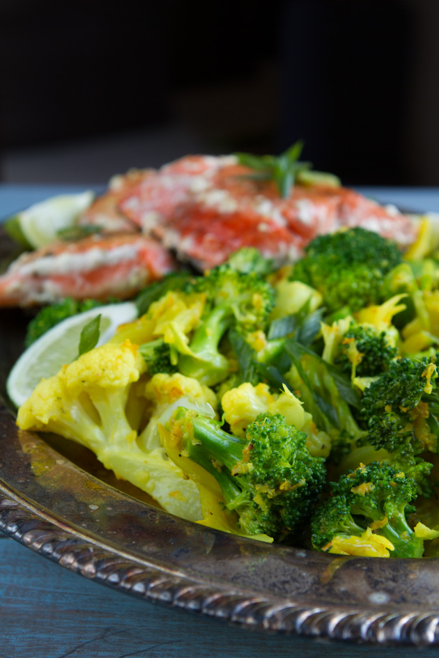 Turmeric-Glazed Salmon with Lemon-Dill Veggies
