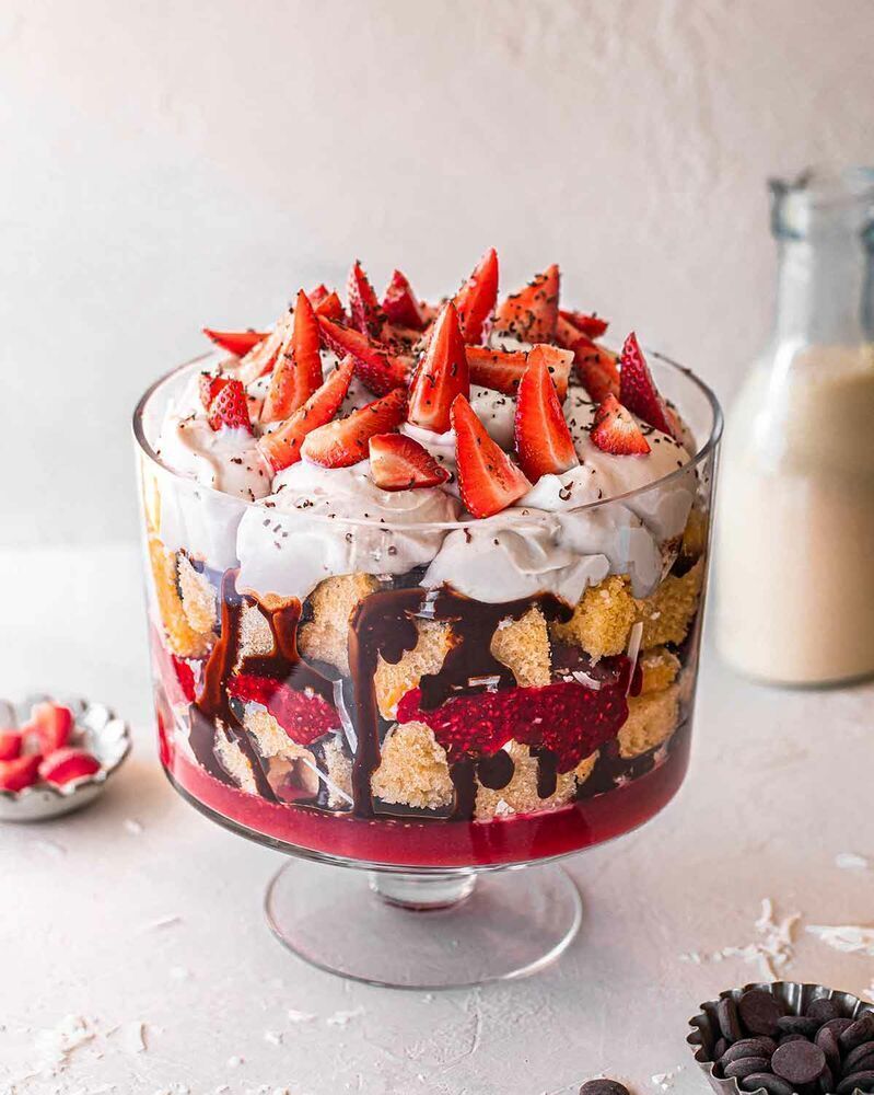 Honeyed Lamington Trifle with Coconut Cream and Raspberry
