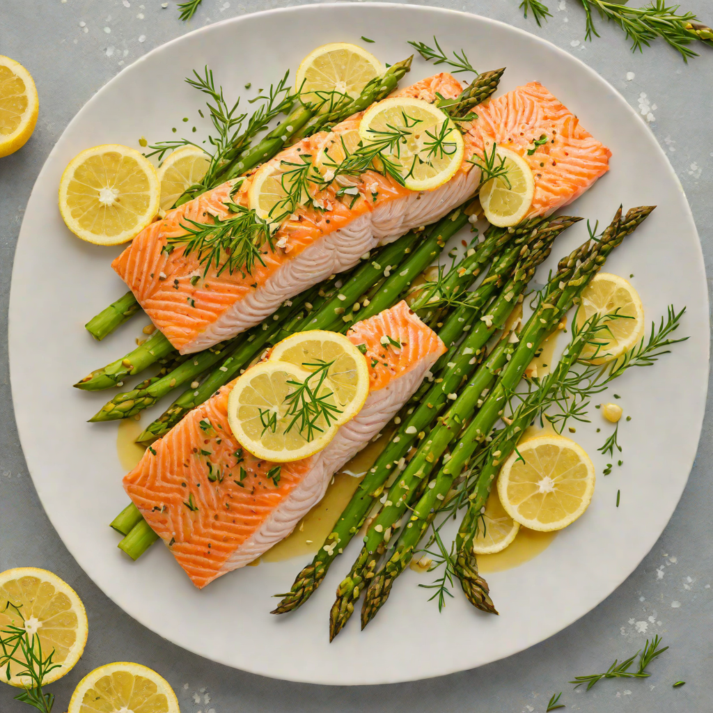 Baked Lemon-Herb Salmon with Garlic Asparagus